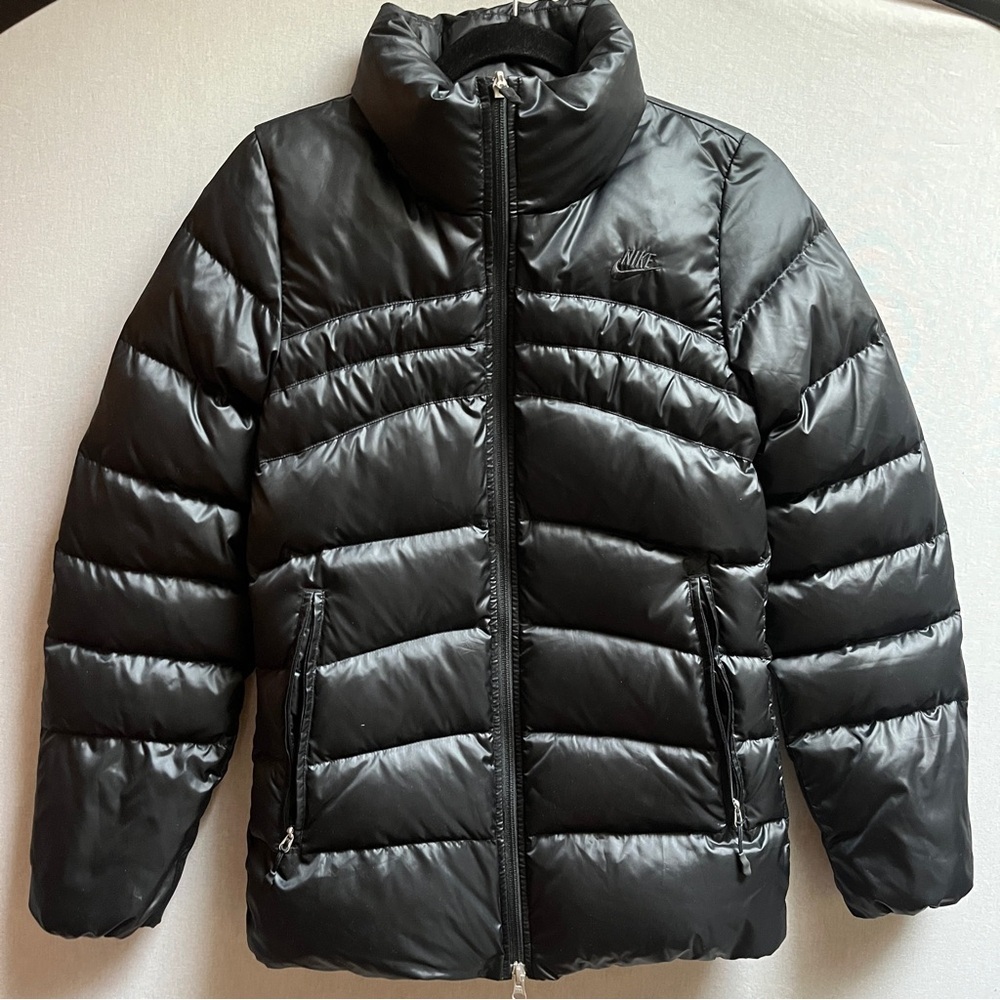 Nike Duck Down Duvet Fill Shiny Black Puffer Coat XS